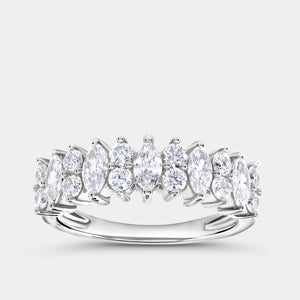 Gilded 1 Carat Lab-Grown Diamond Round and Marquise-Shaped Wedding Band