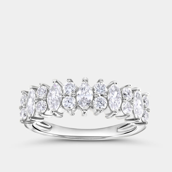 1 Carat Lab-Grown Diamond Round and Marquise-Shaped Wedding Band — GILDED New York