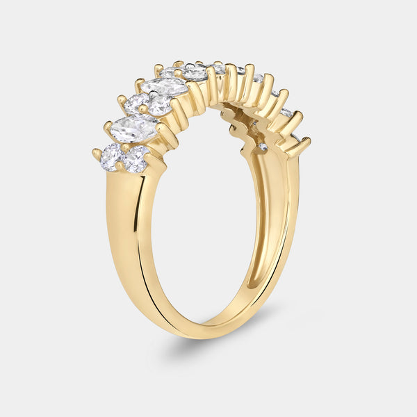 1 Carat Lab-Grown Diamond Round and Marquise-Shaped Wedding Band — GILDED New York