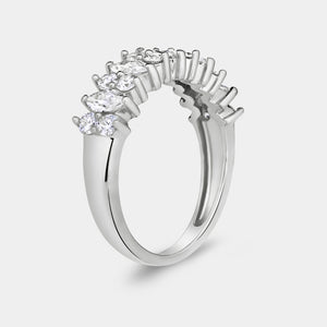Gilded 1 Carat Lab-Grown Diamond Round and Marquise-Shaped Wedding Band