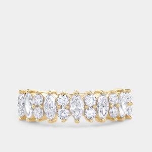 Gilded 1 Carat Lab-Grown Diamond Round and Marquise-Shaped Wedding Band
