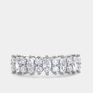 Gilded 1 Carat Lab-Grown Diamond Round and Marquise-Shaped Wedding Band