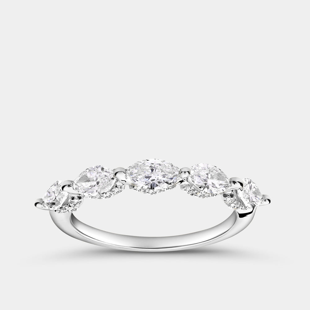 Gilded 1 Carat Lab-Grown Diamond Marquise-Shaped Wedding Band