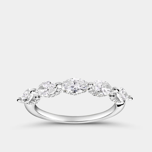Gilded 1 Carat Lab-Grown Diamond Marquise-Shaped Wedding Band