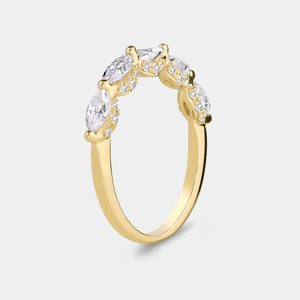 1 Carat Lab-Grown Diamond Marquise-Shaped Wedding Band — GILDED New York