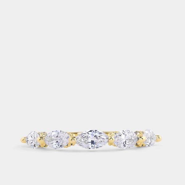 1 Carat Lab-Grown Diamond Marquise-Shaped Wedding Band — GILDED New York
