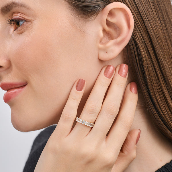 1 and 1/2 Carat Lab-Grown Diamond Emerald-Cut Wedding Band — GILDED New York