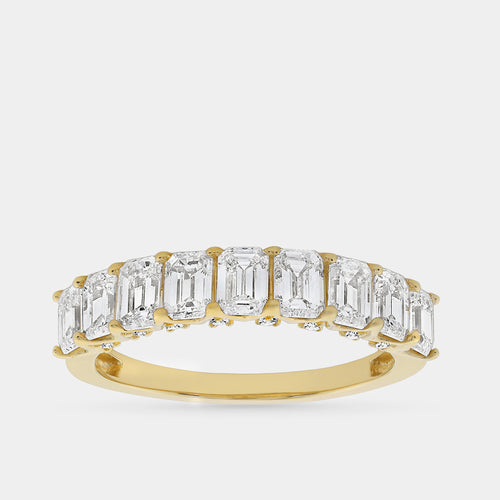 1 and 1/2 Carat Lab-Grown Diamond Emerald-Cut Wedding Band — GILDED New York