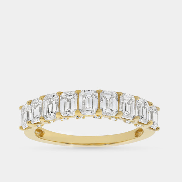 1 and 1/2 Carat Lab-Grown Diamond Emerald-Cut Wedding Band — GILDED New York