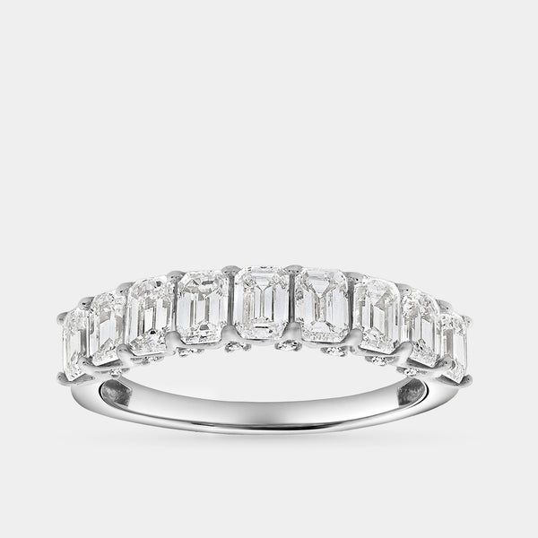 1 and 1/2 Carat Lab-Grown Diamond Emerald-Cut Wedding Band — GILDED New York