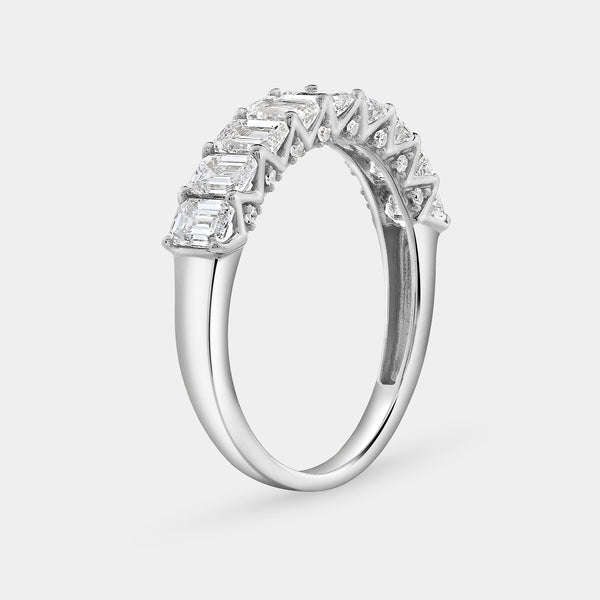 1 and 1/2 Carat Lab-Grown Diamond Emerald-Cut Wedding Band — GILDED New York