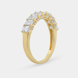 Gilded 1 and 1/2 Carat Lab-Grown Diamond Emerald-Cut Wedding Band
