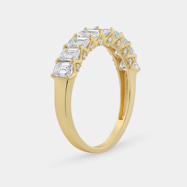 1 and 1/2 Carat Lab-Grown Diamond Emerald-Cut Wedding Band — GILDED New York