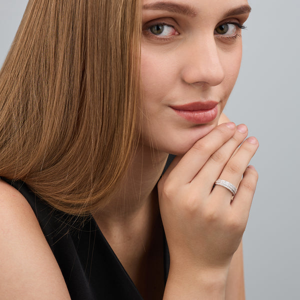 1/2 Carat Lab-Grown Diamond Three-Row Pavé Anniversary Band — GILDED New York