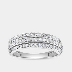 Gilded 1/2 Carat Lab-Grown Diamond Three-Row Pavé Anniversary Band