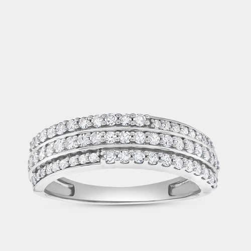 Gilded 1/2 Carat Lab-Grown Diamond Three-Row Pavé Anniversary Band