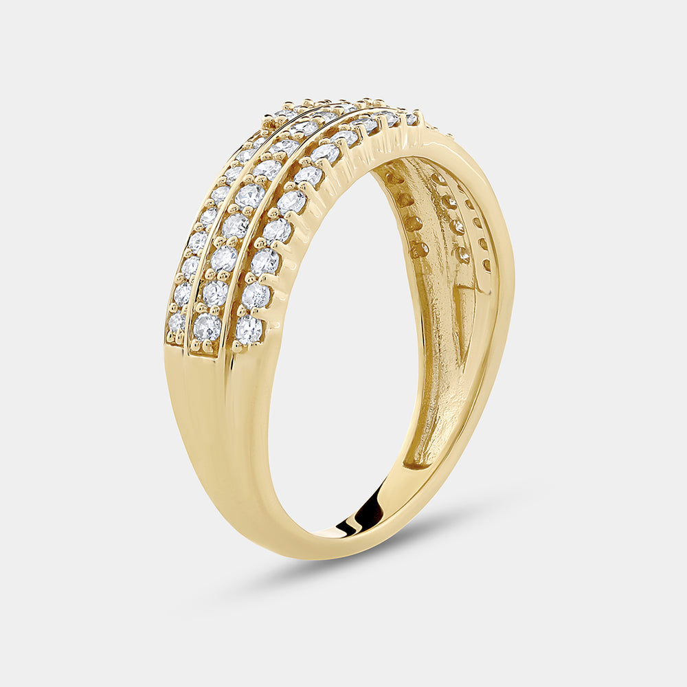 Gilded 1/2 Carat Lab-Grown Diamond Three-Row Pavé Anniversary Band