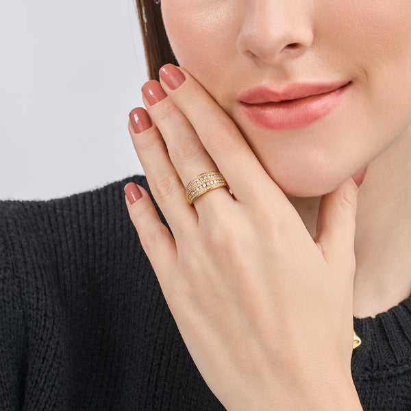 Gilded 1/2 Carat Lab-Grown Diamond Multi-Row Boat Shaped Anniversary Band