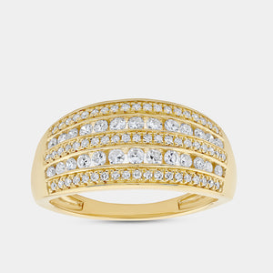 Gilded 1/2 Carat Lab-Grown Diamond Multi-Row Boat Shaped Anniversary Band