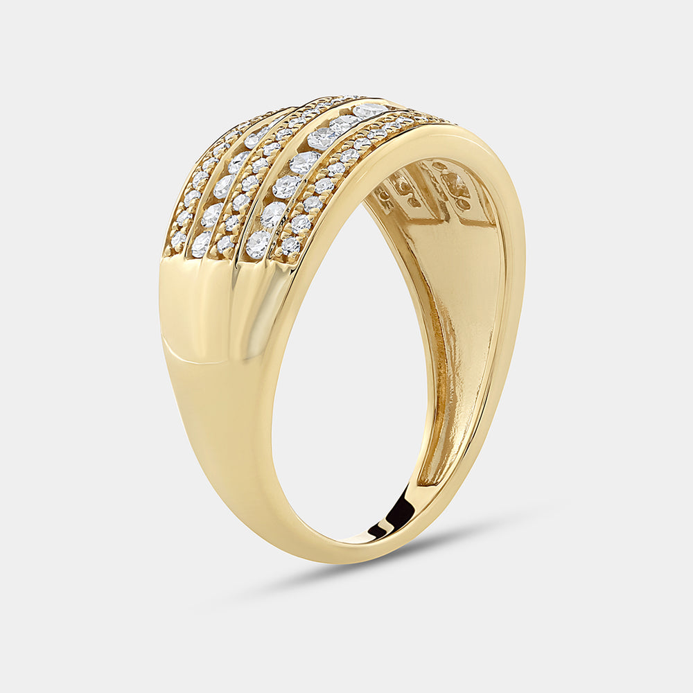 Gilded 1/2 Carat Lab-Grown Diamond Multi-Row Boat Shaped Anniversary Band