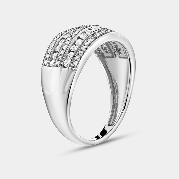 Gilded 1/2 Carat Lab-Grown Diamond Multi-Row Boat Shaped Anniversary Band