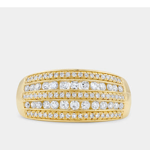 Gilded 1/2 Carat Lab-Grown Diamond Multi-Row Boat Shaped Anniversary Band