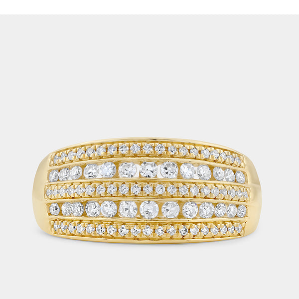 Gilded 1/2 Carat Lab-Grown Diamond Multi-Row Boat Shaped Anniversary Band