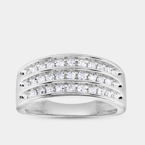 Gilded 1/2 Carat Lab-Grown Diamond Three-Row Classic Channel-Set Anniversary Band