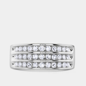 Gilded 1/2 Carat Lab-Grown Diamond Three-Row Classic Channel-Set Anniversary Band