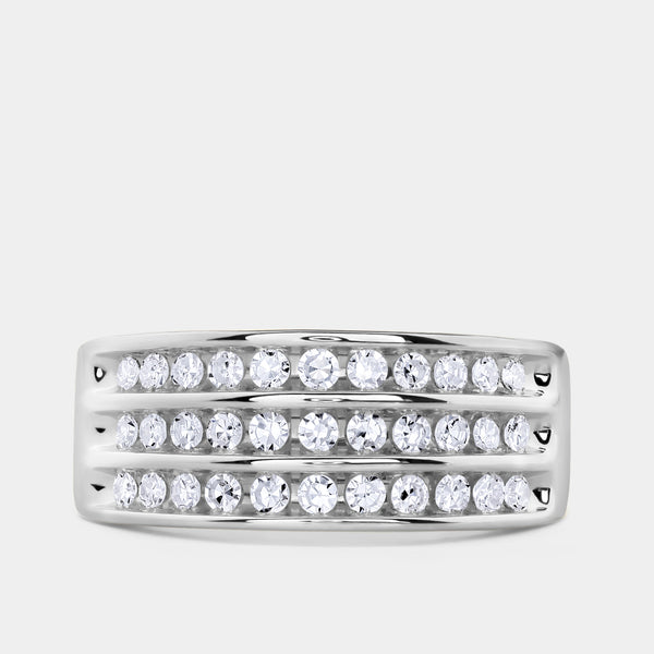 Gilded 1/2 Carat Lab-Grown Diamond Three-Row Classic Channel-Set Anniversary Band