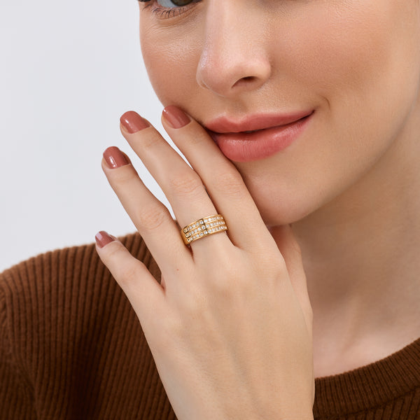 Gilded 1/2 Carat Lab-Grown Diamond Three-Row Classic Channel-Set Anniversary Band