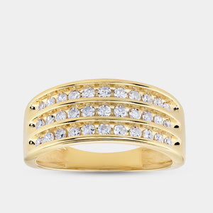 Gilded 1/2 Carat Lab-Grown Diamond Three-Row Classic Channel-Set Anniversary Band