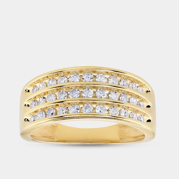 Gilded 1/2 Carat Lab-Grown Diamond Three-Row Classic Channel-Set Anniversary Band