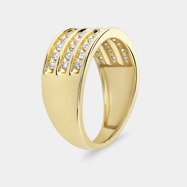 Gilded 1/2 Carat Lab-Grown Diamond Three-Row Classic Channel-Set Anniversary Band