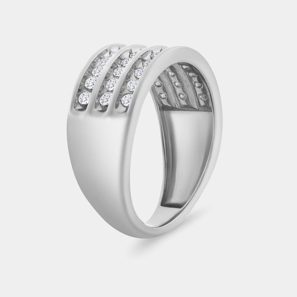 Gilded 1/2 Carat Lab-Grown Diamond Three-Row Classic Channel-Set Anniversary Band