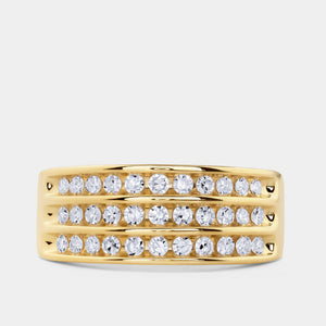Gilded 1/2 Carat Lab-Grown Diamond Three-Row Classic Channel-Set Anniversary Band