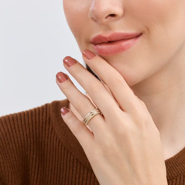 1/2 Carat Lab-Grown Diamond Three-Row Temple Set Anniversary Band — GILDED New York