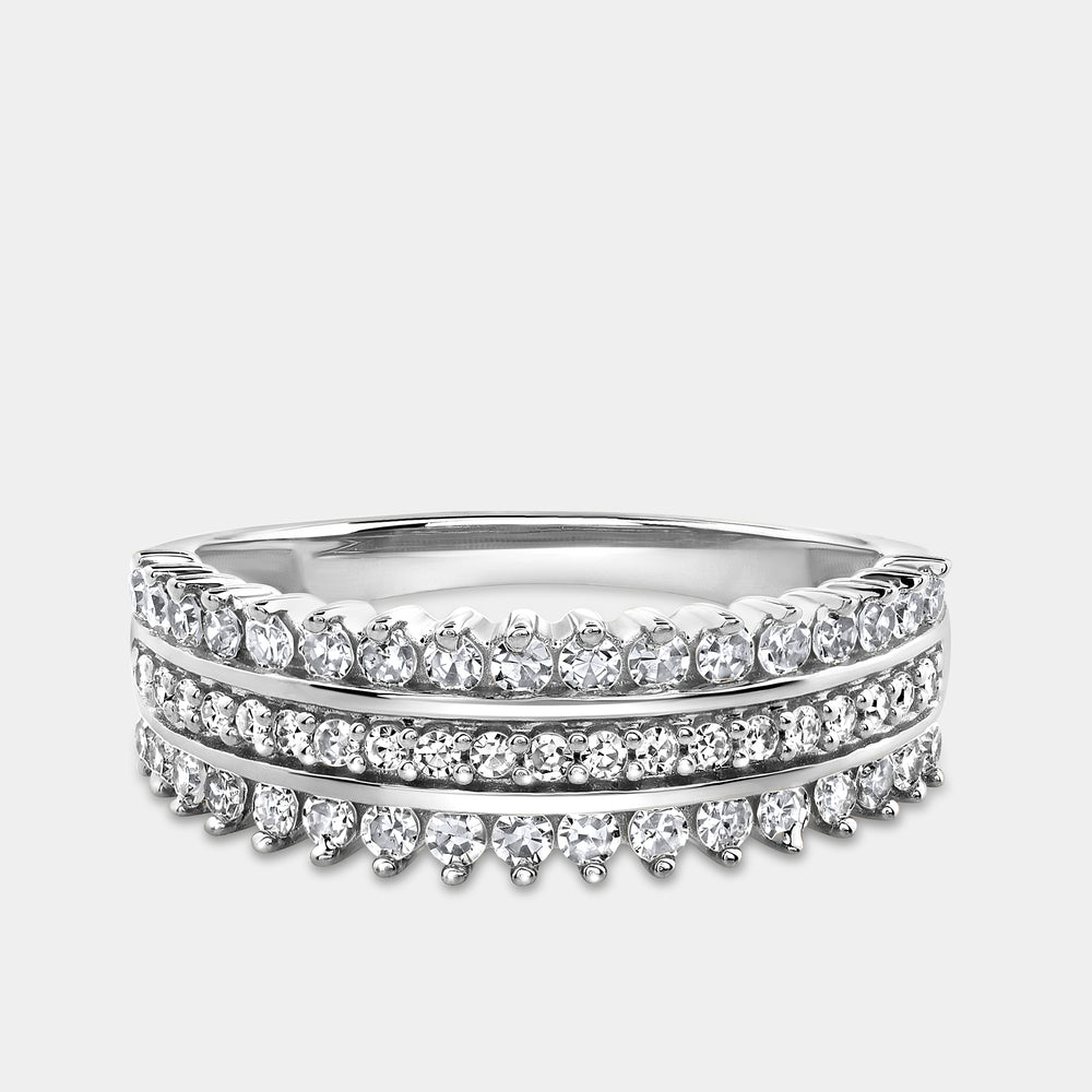 Gilded 1/2 Carat Lab-Grown Diamond Three-Row Temple Set Anniversary Band