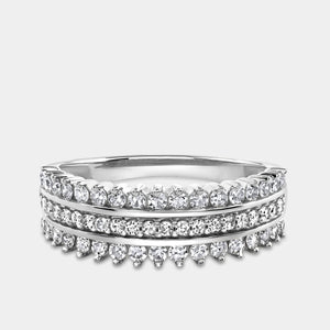 Gilded 1/2 Carat Lab-Grown Diamond Three-Row Temple Set Anniversary Band
