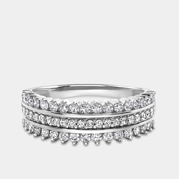 Gilded 1/2 Carat Lab-Grown Diamond Three-Row Temple Set Anniversary Band
