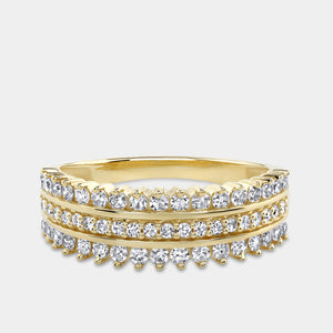 Gilded 1/2 Carat Lab-Grown Diamond Three-Row Temple Set Anniversary Band