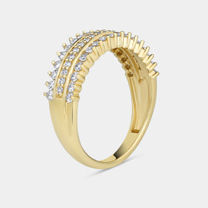 Gilded 1/2 Carat Lab-Grown Diamond Three-Row Temple Set Anniversary Band