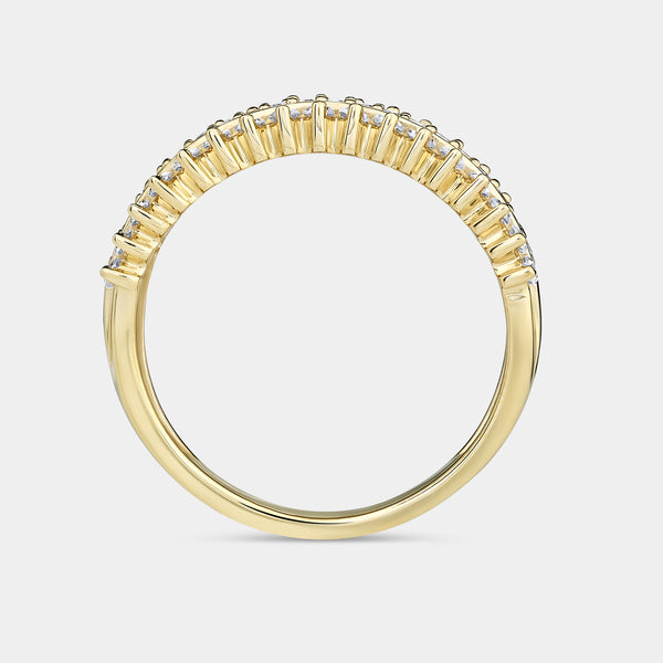 Gilded 1/2 Carat Lab-Grown Diamond Three-Row Temple Set Anniversary Band