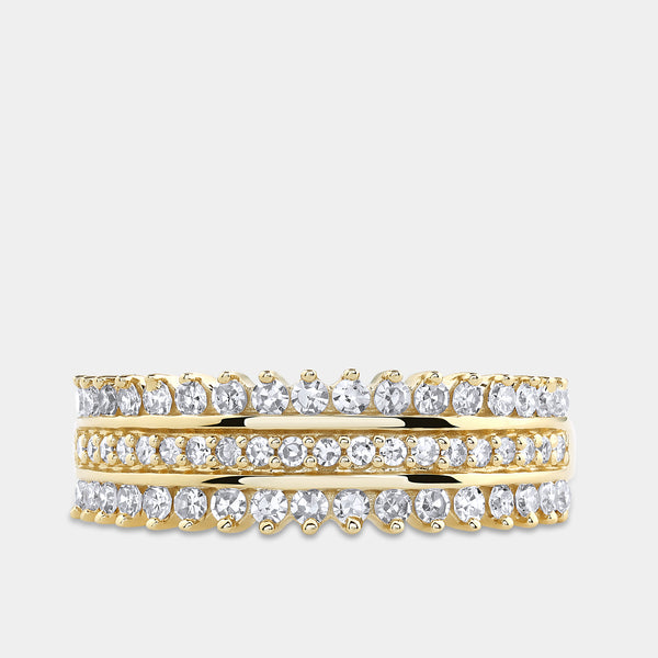 1/2 Carat Lab-Grown Diamond Three-Row Temple Set Anniversary Band — GILDED New York