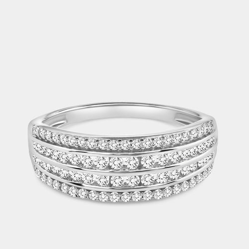 Gilded 1/2 Carat Lab-Grown Diamond Three-Row Channel Boat-Shape Anniversary Band