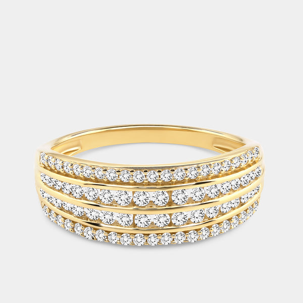 Gilded 1/2 Carat Lab-Grown Diamond Three-Row Channel Boat-Shape Anniversary Band