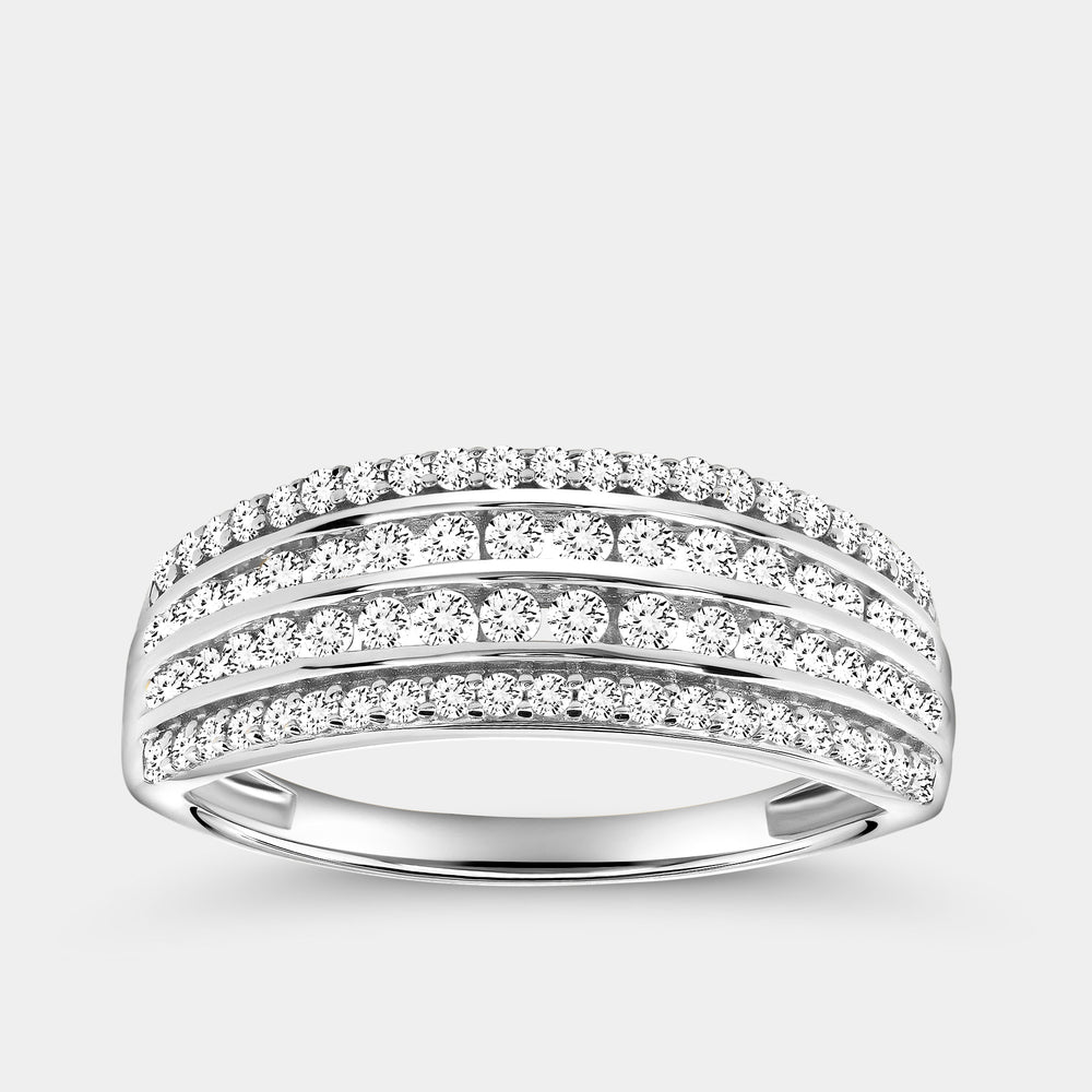 Gilded 1/2 Carat Lab-Grown Diamond Three-Row Channel Boat-Shape Anniversary Band
