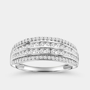 Gilded 1/2 Carat Lab-Grown Diamond Three-Row Channel Boat-Shape Anniversary Band