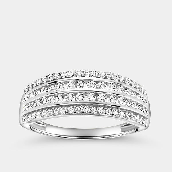 1/2 Carat Lab-Grown Diamond Three-Row Channel Boat-Shape Anniversary Band — GILDED New York