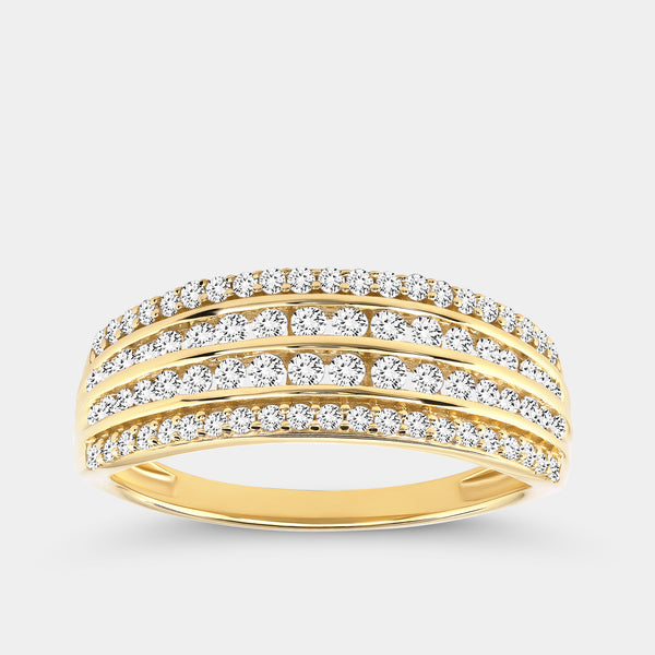 1/2 Carat Lab-Grown Diamond Three-Row Channel Boat-Shape Anniversary Band — GILDED New York